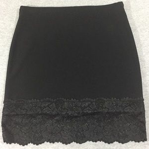 Forever 21 Skirt Black Lace Trimmed Skirt